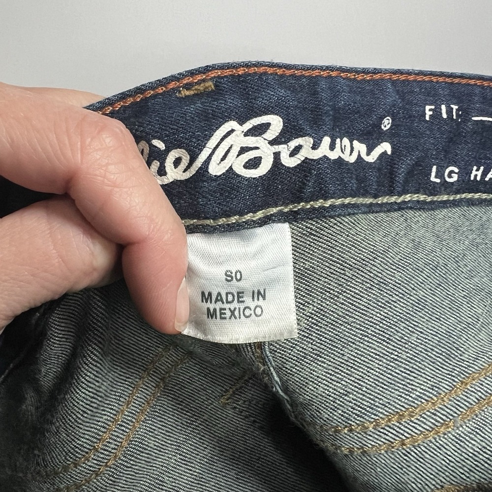 Eddie Bauer Pants Women Waist 27"‎ Dark Wash Reworked Denim Crop Flare Jeans - Picture 7 of 10
